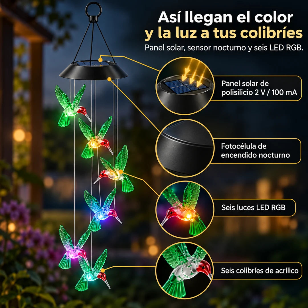 Carillón Solar Colibrí RGB
