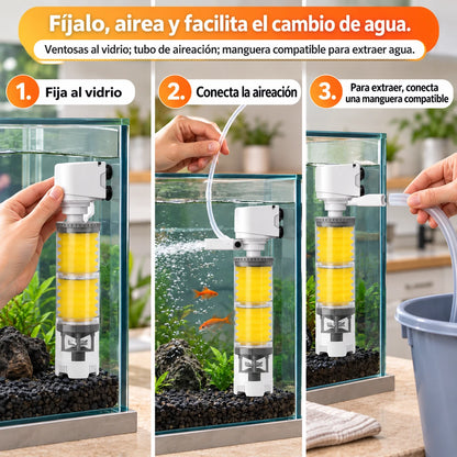 Filtro Silencioso 3 en 1 para Acuario